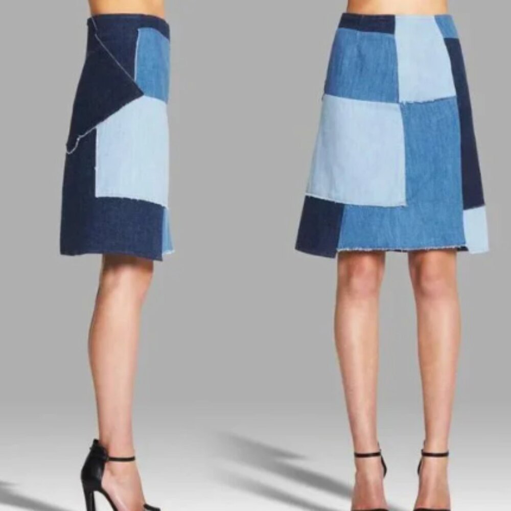 MIH Jeans Turo Patchwork Denim A Line Skirt 100% Cotton M EUC $285